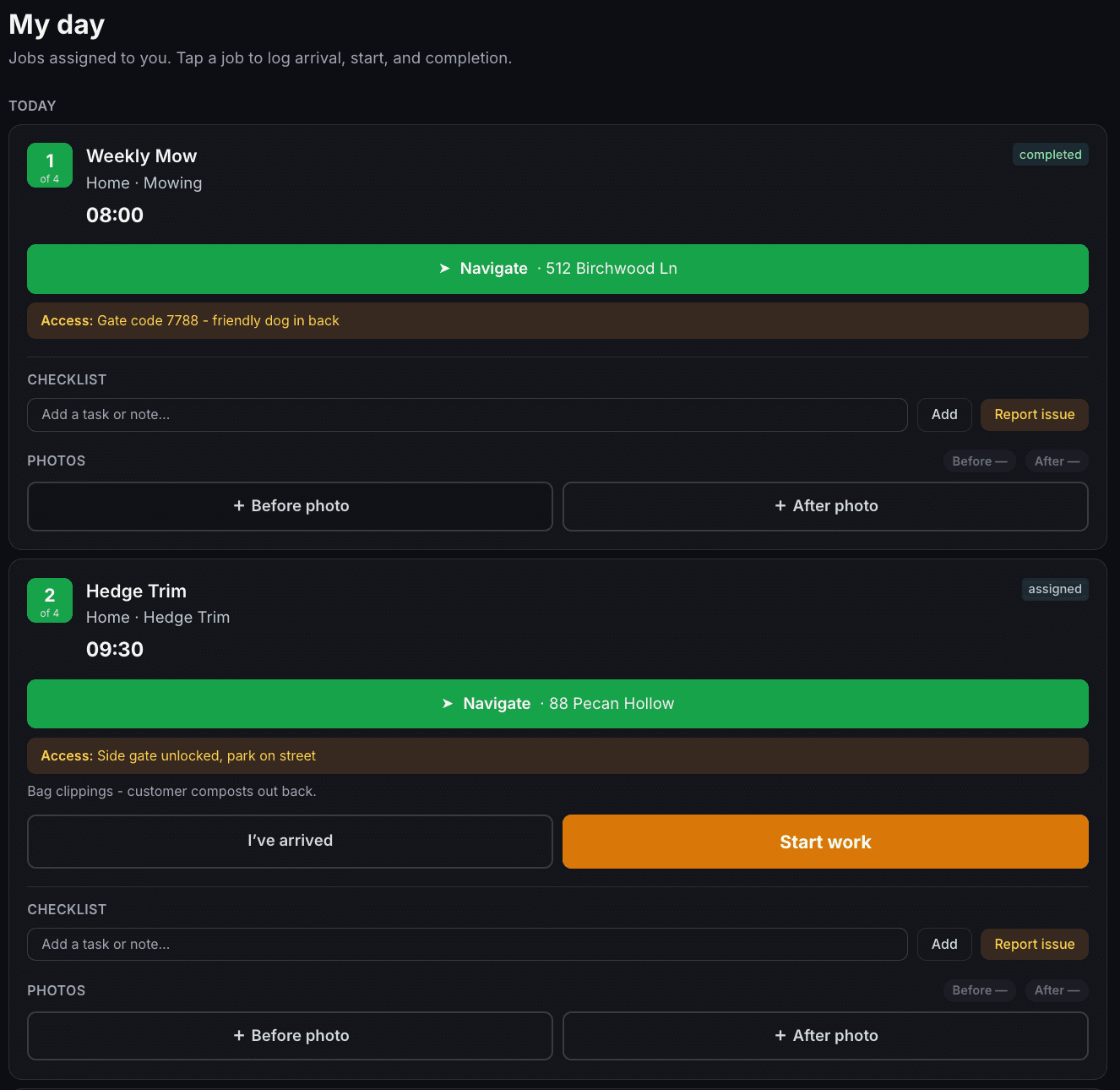 Crew schedule